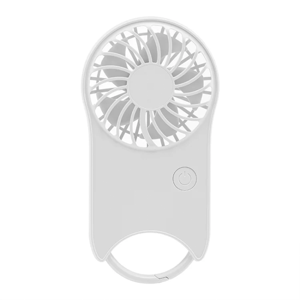 White Mini Handheld Fan With 3 Wind Speeds And Backpack Hanging Buckle